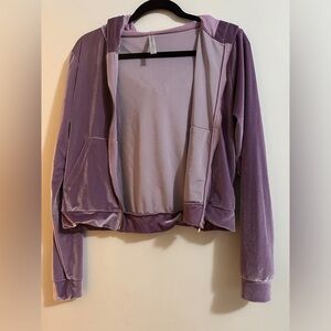 Fabletics Purple velvet zip up jacket and sweats set